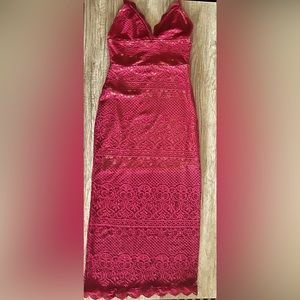 JLUXLABEL Red Lace Dress